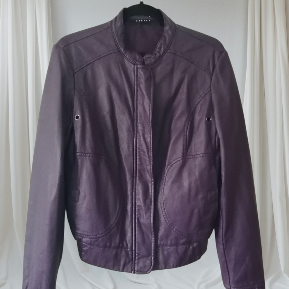 Sisley Women's Deep Purple Leather Jacket - Picture 2 of 10